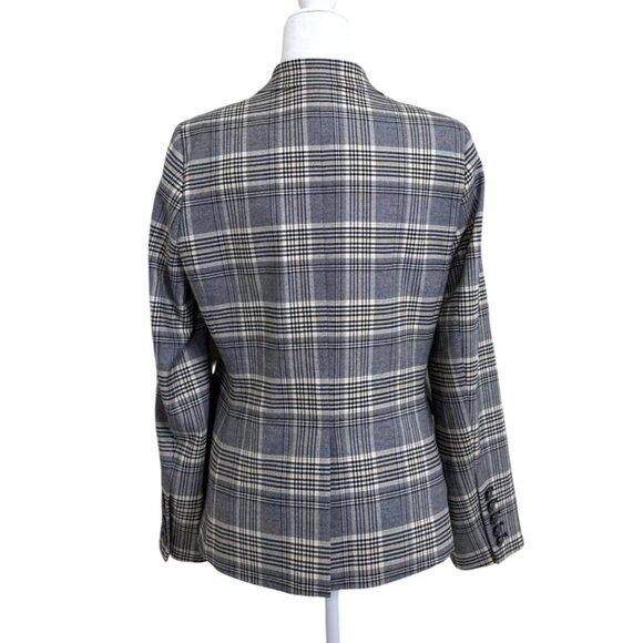 Banana Republic Double-Breast Plaid Blazer Cadet Jacket Gray Yellow Womens Sz 10 - Picture 4 of 8